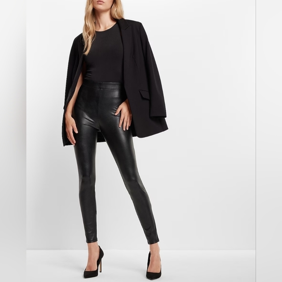 Express High Rise Black Faux Leather Leggings Sz XS - Picture 2 of 6